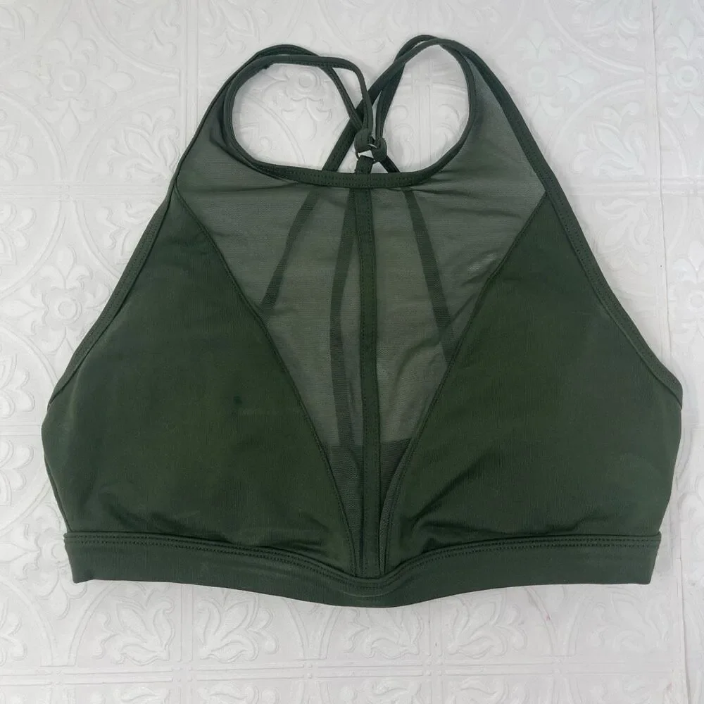 Alo Yoga Empower High Neck Mesh Yoga Bra Sz XS